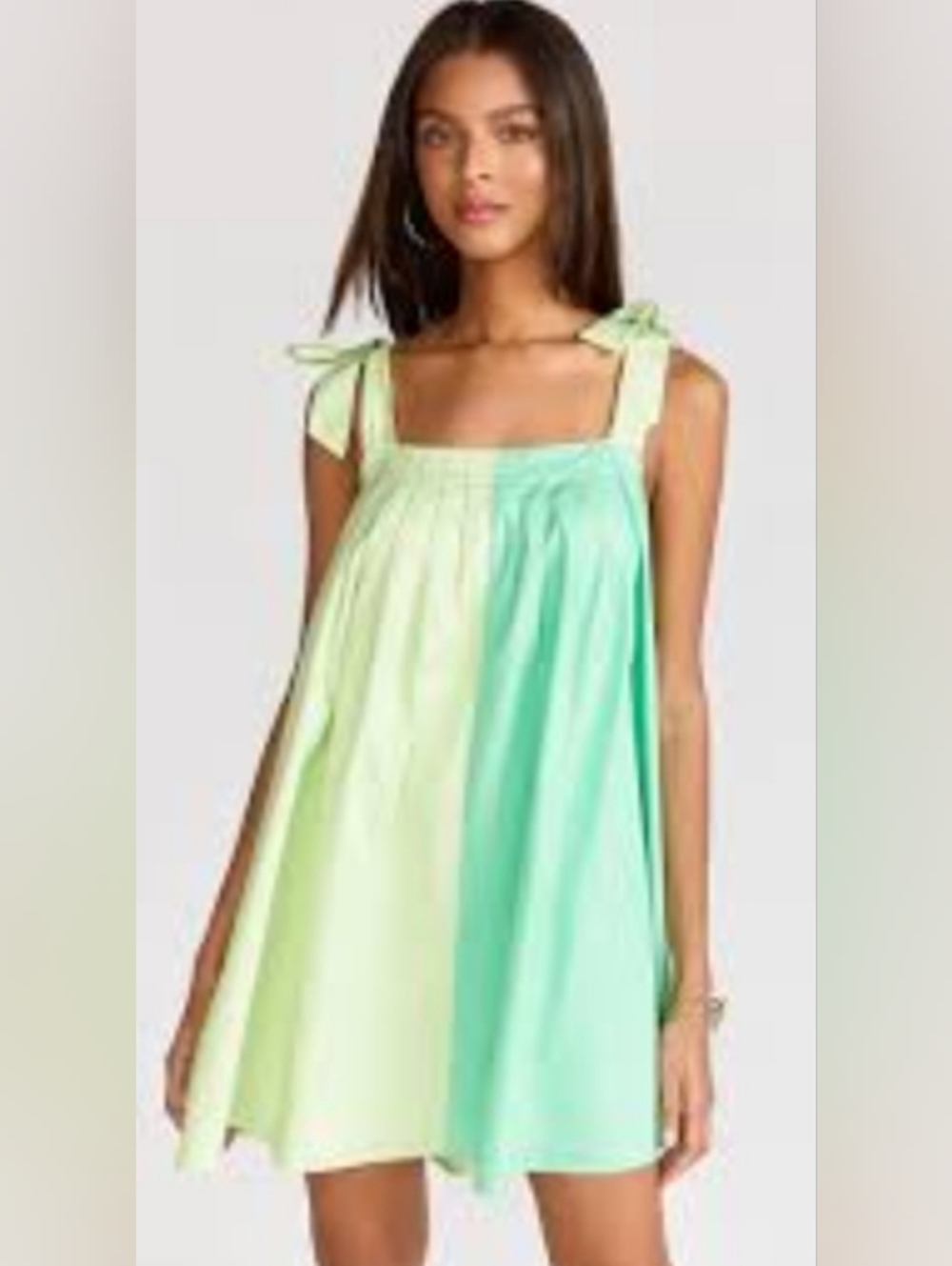 Lena Green Colorblock Tie Shoulder Mini Dress Size Small NEW Coverup